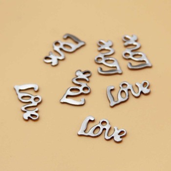 charms acciaio scritta Love 12x5.5 mm 10 pz