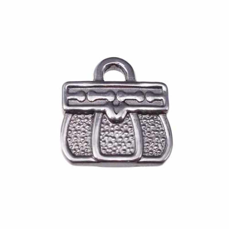 charms borsetta 3d in acciaio 16.6 mm pacco 1 pezzo (bb09n4) - pietreeminuterie.com