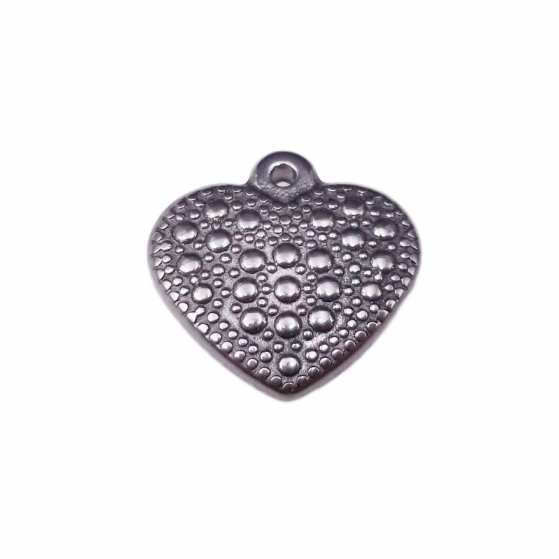 charms cuore 3d in acciaio 16 mm pacco 1 pezzo (ccuo28z) - pietreeminuterie.com