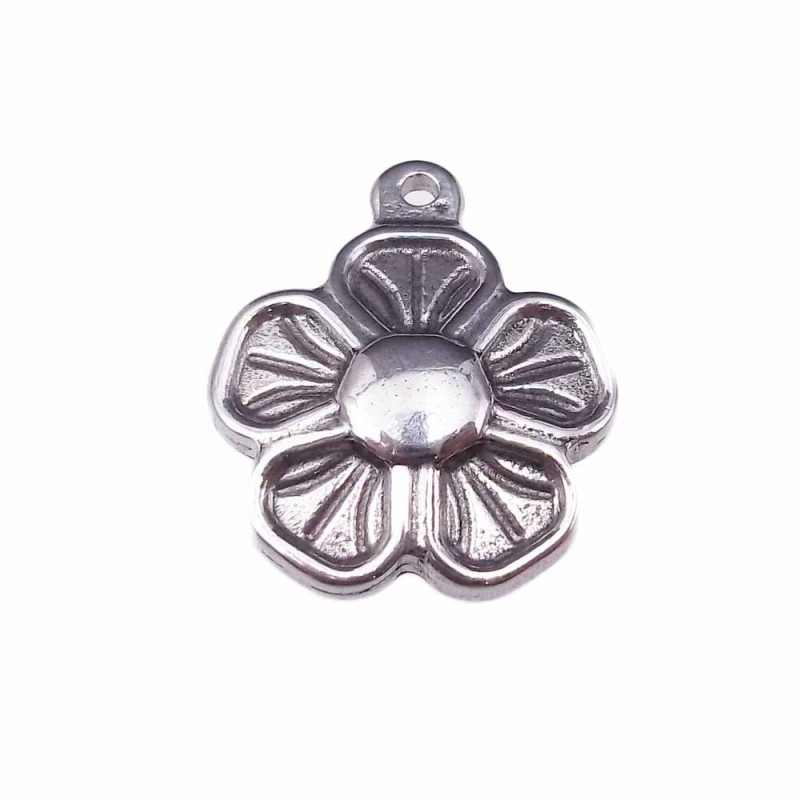 charms fiore 3d in acciaio 18 mm pacco 1 pezzo (fi920c2) - pietreeminuterie.com