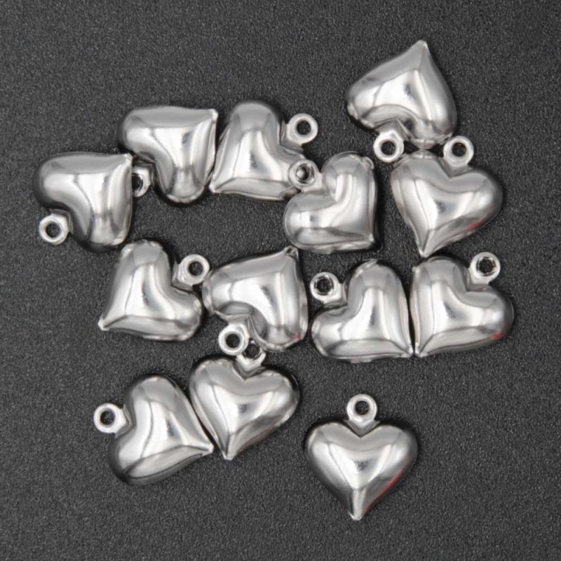 Charms in acciaio cuore 10 mm conf. 4 pz (40ph1-2) - pietreeminuterie.com