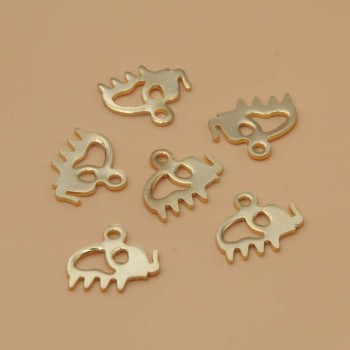 Charms in acciaio elefantino oro 10.3 x11.7 mm 5 pz