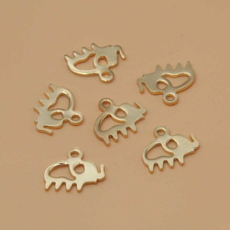 Charms in acciaio elefantino oro 10.3 x11.7 mm 5 pz (cro9dk) - pietreeminuterie.com