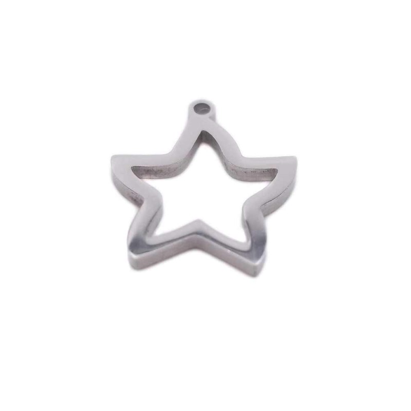 Charms in acciaio stella 13.6x11.5 mm pacco 1 pz (fbc8) - pietreeminuterie.com
