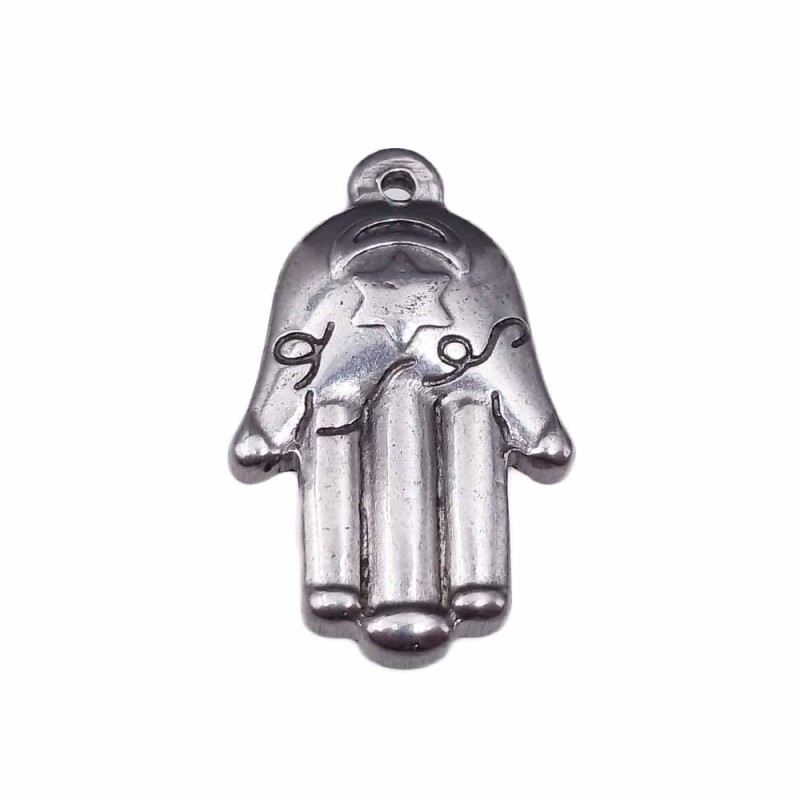 charms mano di fatima 3d in acciaio 22 mm pacco 1 pz (mtt719z) - pietreeminuterie.com