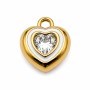 Ciondoli in acciaio cuore smaltato bianco oro con strass centrale 18 mm 1 pz