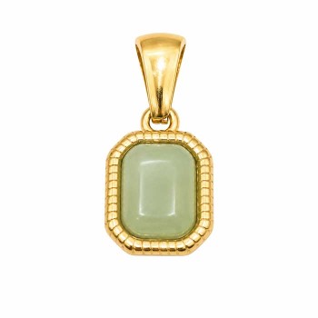Charms ciondolo acciaio oro 13x9 mm giada verde conf. 1 pz