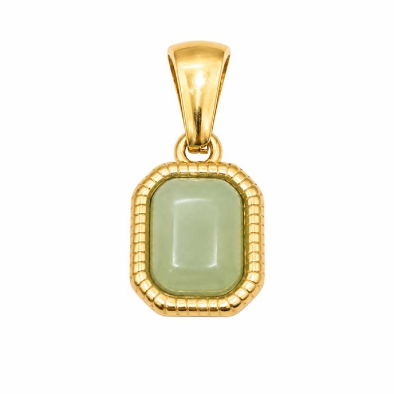 Charms ciondolo acciaio oro 13x9 mm giada verde conf. 1 pz Charms ciondolo acciaio oro 13x9 mm giada verde conf. 1 pz