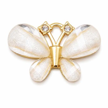 Charms in acciaio farfalla oro cristalli bianchi 12x20 mm conf. 1 pz