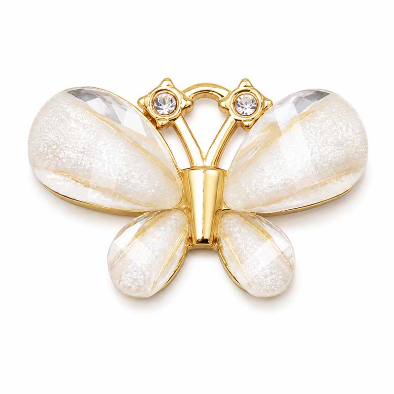 Charms in acciaio farfalla oro cristalli bianchi 12x20 mm conf. 1 pz