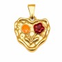 Ciondolo Charm acciaio Cuore oro 18 mm con Fiori Smaltati conf. 1 pz