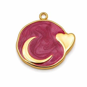 Charms acciaio smaltato bordeaux luna cuore 16 mm conf. 1 pz Charms acciaio smaltato bordeaux luna cuore 16 mm conf. 1 pz