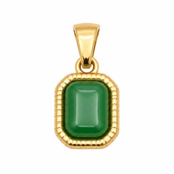 Charms ciondolo acciaio oro 13x9 mm agata verde conf. 1 pz