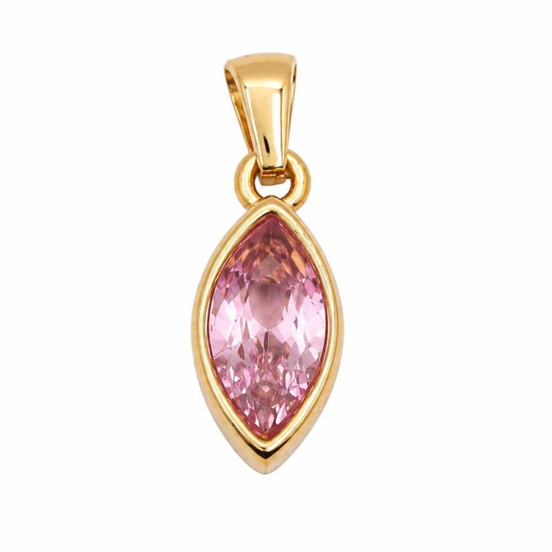Charms Ciondolo in acciaio a goccia oro rosa 20x9 mm conf. 1 pz Charms Ciondolo in acciaio a goccia oro rosa 20x9 mm conf. 1 pz