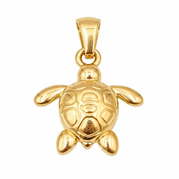 Charms ciondolo acciaio tartaruga oro 18x15 mm conf. 1 pz