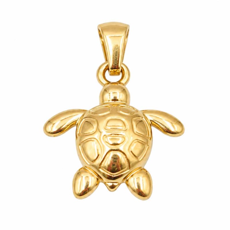 Charms ciondolo acciaio tartaruga oro 18x15 mm conf. 1 pz Charms ciondolo acciaio tartaruga oro 18x15 mm conf. 1 pz