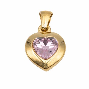 Ciondolo Charms acciaio oro cuore 16 mm cristallo rosa conf.1 pz