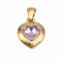 Ciondolo Charms acciaio oro cuore 16 mm cristallo rosa conf.1 pz