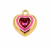 Ciondoli in acciaio cuore smaltato rosa oro con strass centrale 18 mm 1 pz Ciondoli in acciaio cuore smaltato rosa oro con strass centrale 18 mm 1 pz