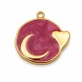 Charms acciaio smaltato bordeaux luna cuore 16 mm conf. 1 pz