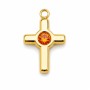 Charms acciaio oro croce 13x12 mm strass rosa conf. 1 pz