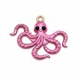 Ciondolo in acciaio polpo rosa scuro perle nere 20x28 mm conf. 1 pz