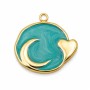Charms acciaio smaltato verde luna cuore 16 mm conf. 1 pz