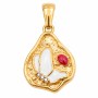 Charms ciondolo acciaio oro smaltato con strass 20x16 mm conf. 1 pz