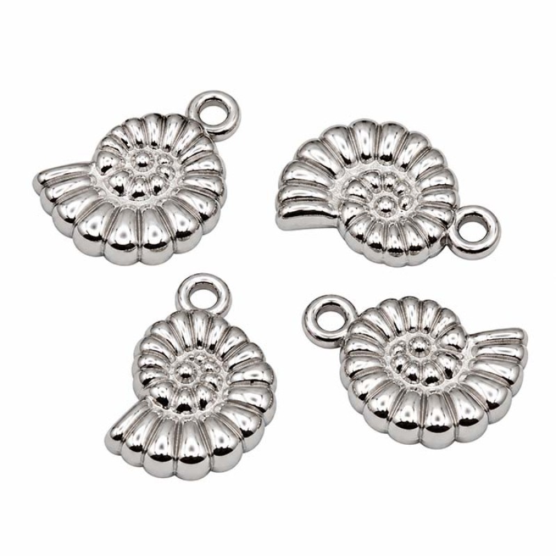 Charms in acciaio conchiglia 11x7 mm conf. 5 pz Charms in acciaio conchiglia 11x7 mm conf. 5 pz
