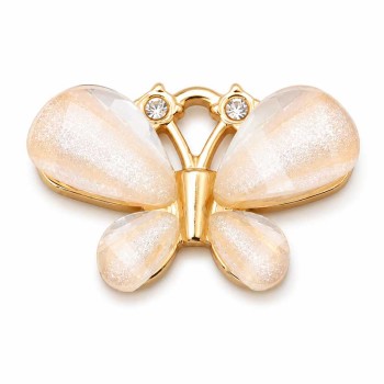 Charms in acciaio farfalla oro ali rosa 12x20 mm conf. 1 pz