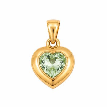 Charms ciondolo acciaio cuore strass verde 14 mm conf. 1 pz