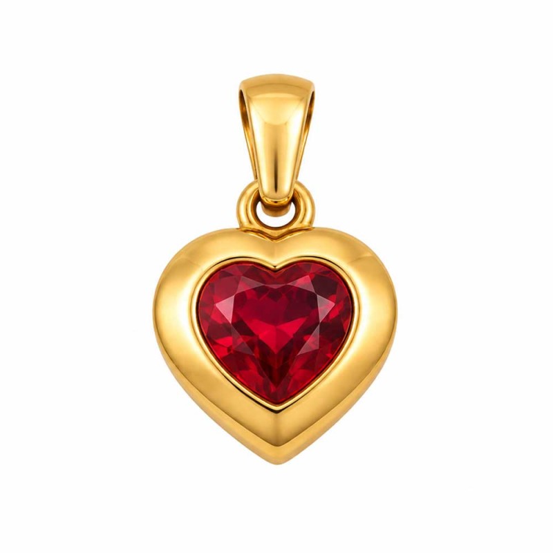 Charms ciondolo acciaio cuore strass rosso 14 mm conf. 1 pz Charms ciondolo acciaio cuore strass rosso 14 mm conf. 1 pz