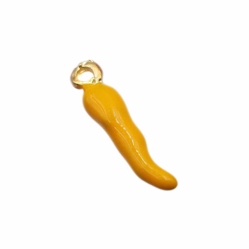 Charms cornetto portafortuna giallo e oro 20 mm 1 pezzo (corl10l) - pietreeminuterie.com