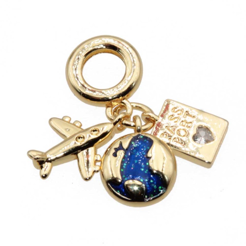 Charms a grappolo oro amo viaggiare 26 mm conf. 1 pz (gra-d5l0) - pietreeminuterie.com