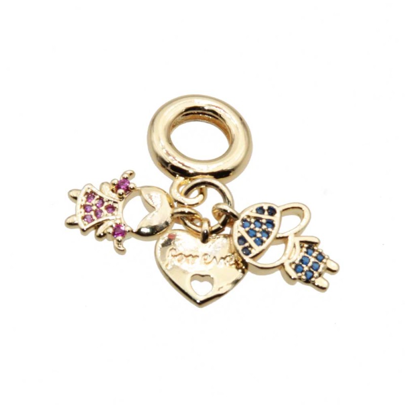 Charms a grappolo oro bimbo, bimba, cuore 26 mm conf. 1 pz (gra-0012) - pietreeminuterie.com