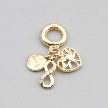 Charms a grappolo oro cuore, infinito, family 26 mm conf. 1 pz