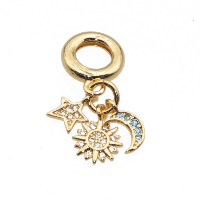 Charms a grappolo oro luna, sole, stella 26 mm conf. 1 pz (gra-0032) - pietreeminuterie.com
