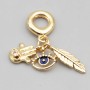 Charms a grappolo oro mano fatima, occhio, piuma 26 mm conf. 1 pz