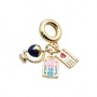 Charms a grappolo oro mappamondo, valigia, biglietto 26 mm conf. 1 pz