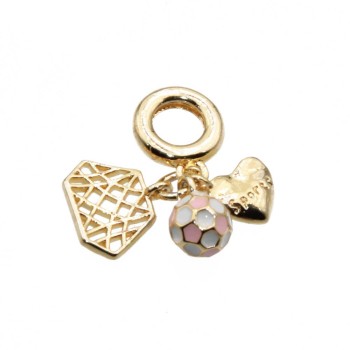 Charms a grappolo oro palla, rete, cuore 26 mm conf. 1 pz