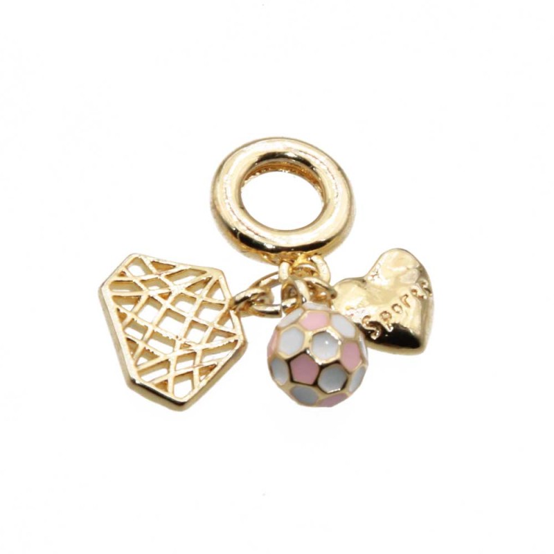 Charms a grappolo oro palla, rete, cuore 26 mm conf. 1 pz (gra-00232) - pietreeminuterie.com