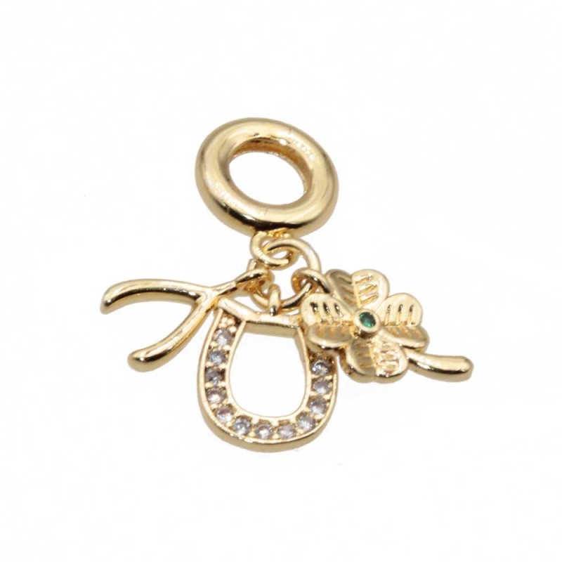 Charms a grappolo oro porta fortuna 26 mm conf. 1 pz (gra-0015) - pietreeminuterie.com