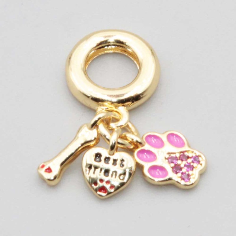 Charms a grappolo oro smaltato rosa 26 mm conf. 1 pz (ppo-9200) - pietreeminuterie.com