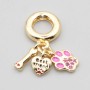 Charms a grappolo oro smaltato rosa 26 mm conf. 1 pz