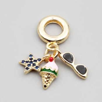 Charms a grappolo oro stella, occhiali, gelato 26 mm conf. 1 pz