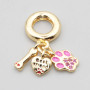 Charms a grappolo oro smaltato rosa 26 mm conf. 1 pz