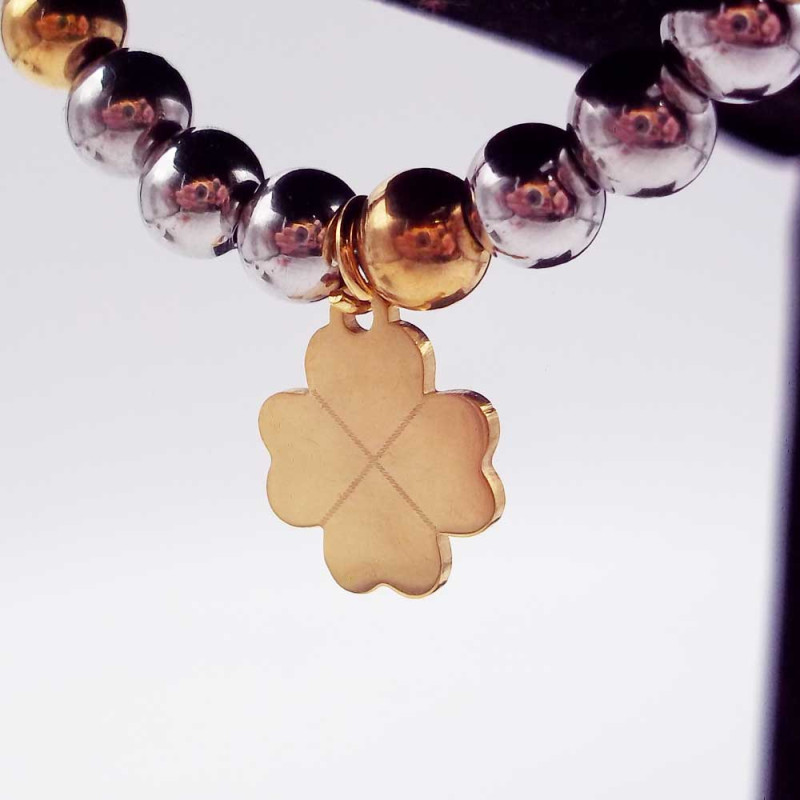 10 pz Charms acciaio oro quadrifoglio13.7 mm (quaxpp8) - pietreeminuterie.com