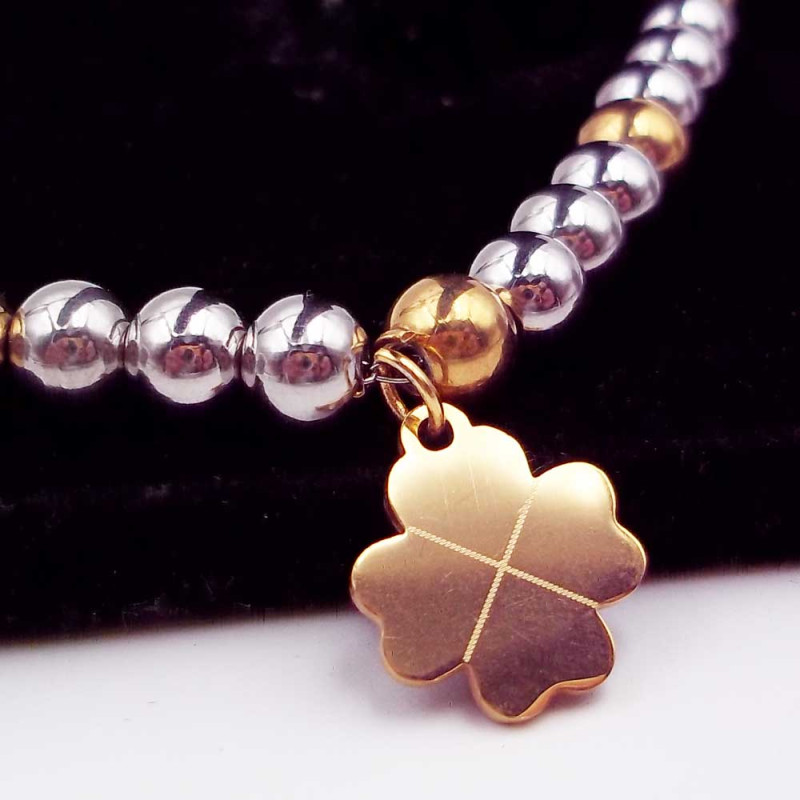 10 pz Charms acciaio oro quadrifoglio13.7 mm (quaxpp8) - pietreeminuterie.com