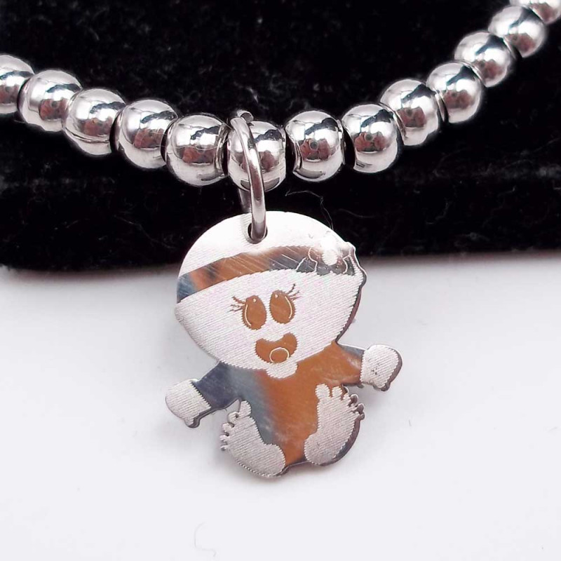 10 pz Charms bimba 13.7x12.4 mm acciaio 