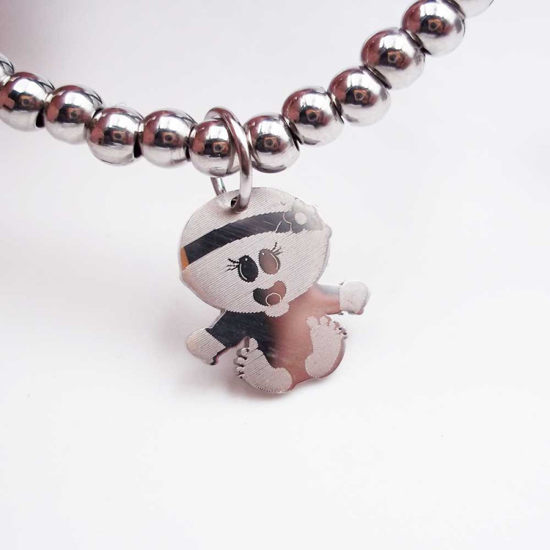 10 pz Charms bimba 13.7x12.4 mm acciaio 